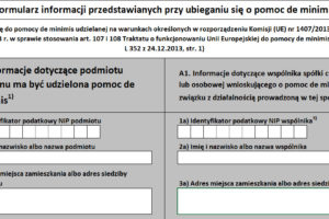 Pomoc publiczna - fragment formularza