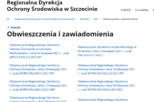 Obwieszczenia i zawiadomienia - Regionalna Dyrekcja Ochrony Środowiska w Szczecinie