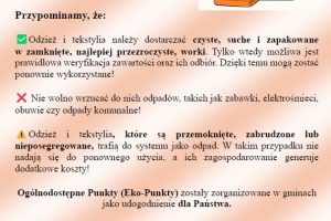Zbiórka odzieży i tekstyliów w Punktach Ogólnodostępnych