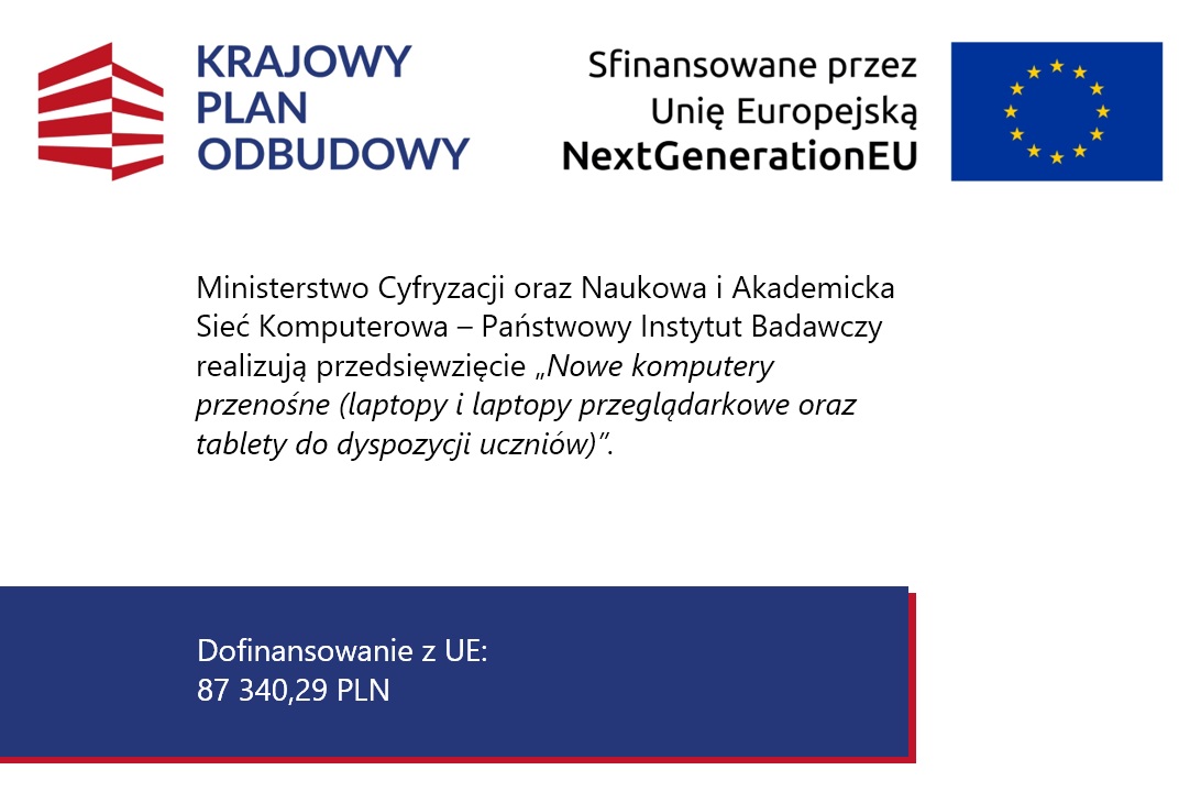 Sprzęt dla szkół z Krajowego Planu Odbudowy – realizacja wskaźnika C15G, laptopy, tablety i laptopy przeglądarkowe