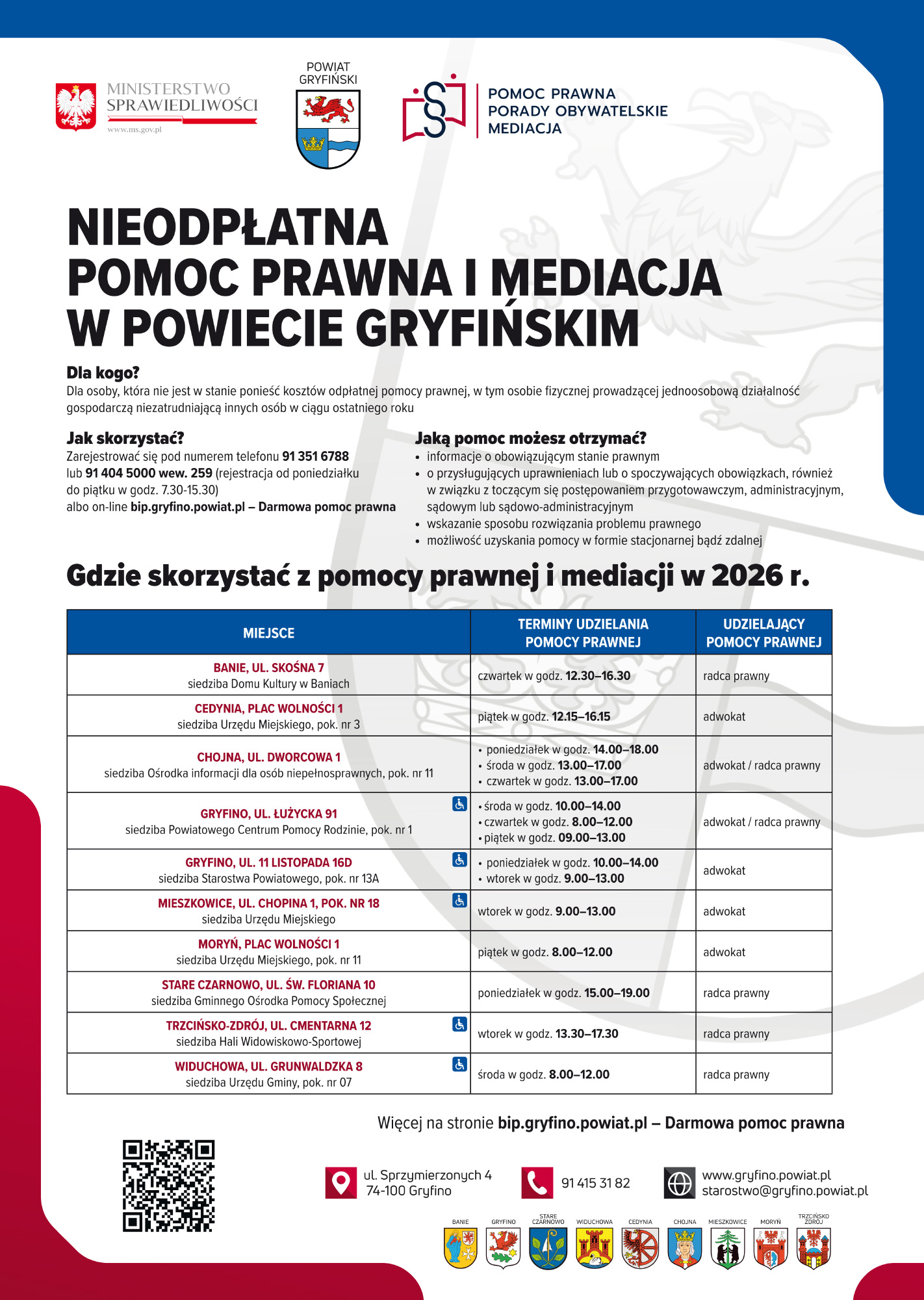 Nieodpłatna pomoc prawna i mediacja w powiecie gryfińskim